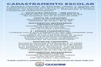 CADASTRAMENTO ESCOLAR