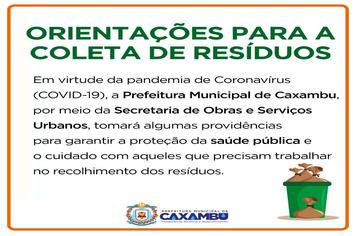 Orientações para a coleta de resíduos.