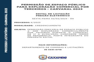 PERMISSÃO DE ESPAÇO PÚBLICO PARA EXPLORAÇÃO COMERCIAL POR TERCEIROS – CARNAVAL 2023