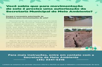 ORIENTAÇÕES SOBRE MOVIMENTAÇÃO DE SOLO EM CAXAMBU