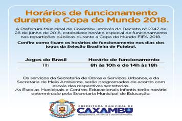 Planejamento estabelece horário especial durante jogos do Brasil na Copa do  Mundo Fifa 2018