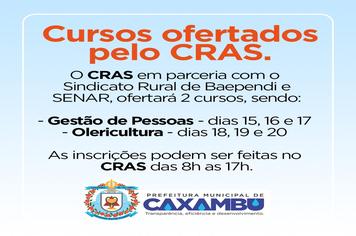 Cursos ofertados pelo CRAS.