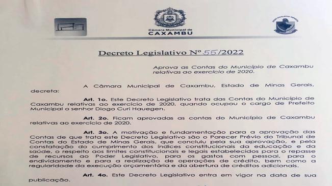 CÂMARA APROVA CONTAS DO MUNICÍPIO RELATIVAS AO ANO DE 2020