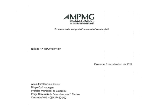 RECOMENDAÇÃO DO MINISTÉRIO PÚBLICO - CHARRETES EM CAXAMBU