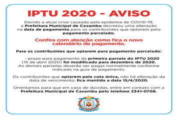 IPTU 2020 – AVISO