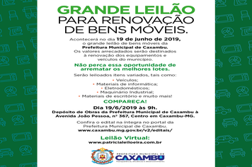 GRANDE LEILÃO PARA RENOVAÇÃO DE BENS MÓVEIS