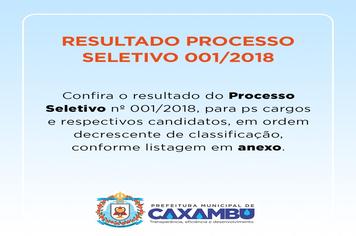 Resultado Processo Seletivo 001/2018