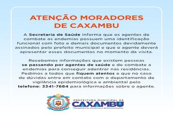 ATENÇÃO MORADORES DE CAXAMBU