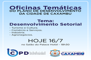 OFICINAS TEMÁTICAS DO PLANO DE DESENVOLVIMENTO DA CIDADE DE CAXAMBU