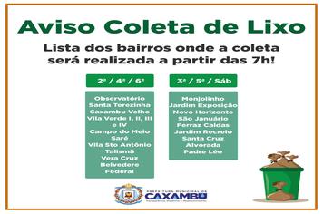 Aviso Coleta de Lixo
