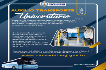 AUXÍLIO TRANSPORTE PARA ESTUDANTES