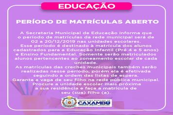 PERÍODO DE MATRÍCULAS ABERTO