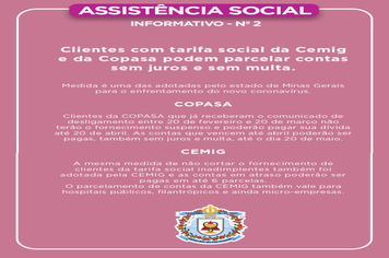 Clientes com tarifa social da CEMIG e da COPASA podem parcelar contas sem juros e sem multa.