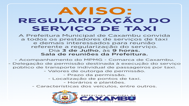 REGULARIZAÇÃO DO SERVIÇO DE TAXI