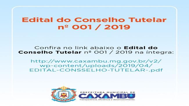 Edital do Conselho Tutelar nº 001 / 2019