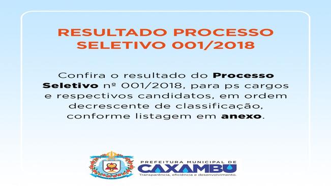 Resultado Processo Seletivo 001/2018