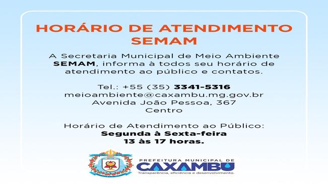 Horário de atendimento SEMAM