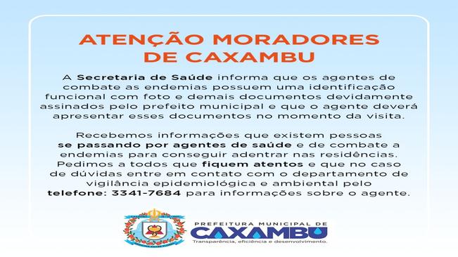ATENÇÃO MORADORES DE CAXAMBU