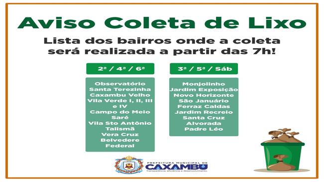 Aviso Coleta de Lixo