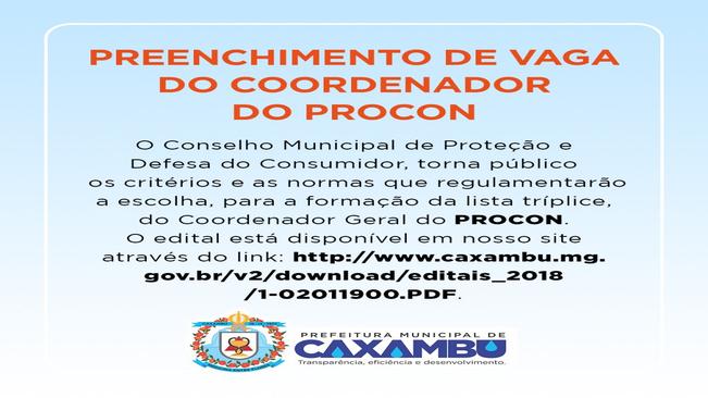 Preenchimento de vaga do Coordenador do PROCON