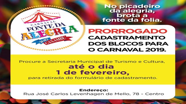 Cadastramento dos blocos para o Caranaval 2019!