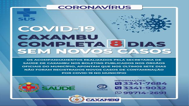 CAXAMBU COMPLETA 8 DIAS SEM NOVOS CASOS DE COVID